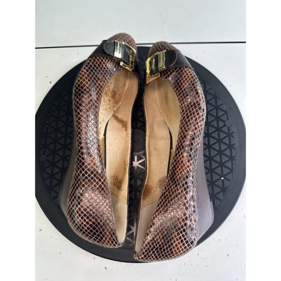 MK Michael Kors Wooden Wedge Python Heel Sz 7 M - Picture 7 of 13